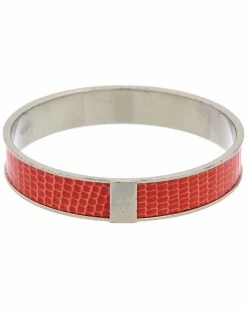 Hermès Palladium Plated Printed Enamel Wide Bangle (Authentic Pre- Owned) Women Bracelets