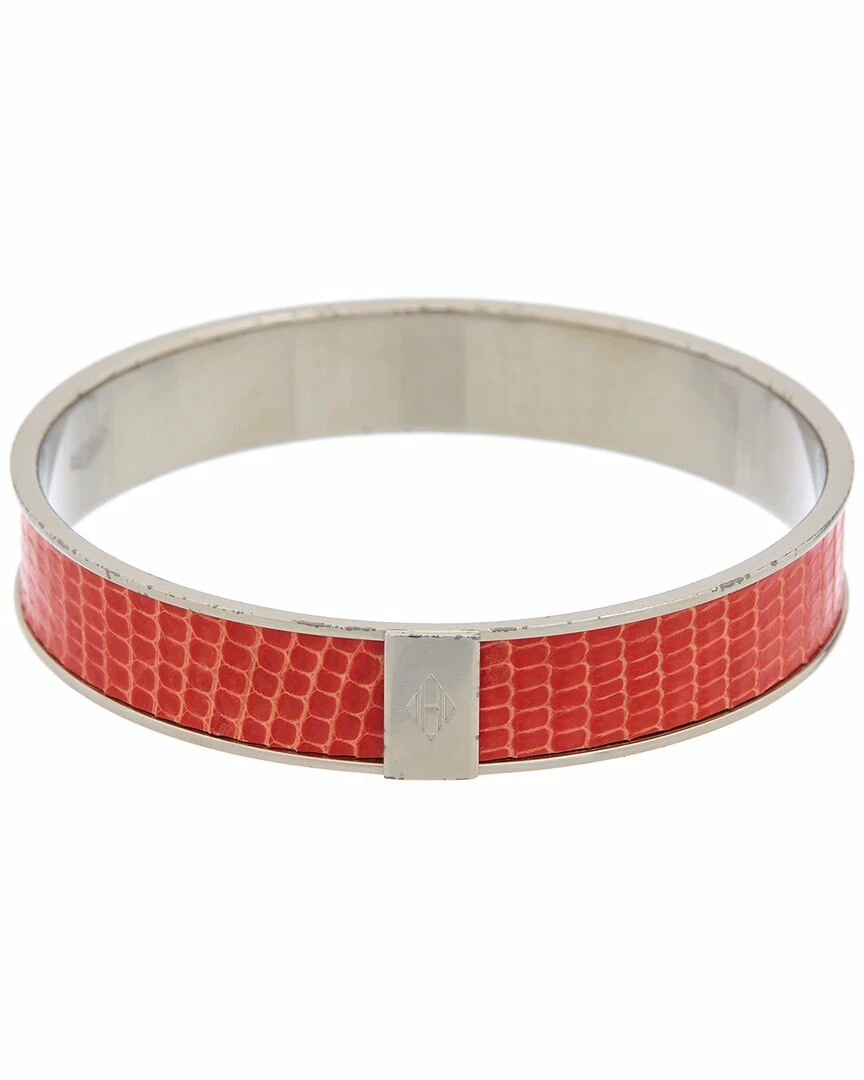 Hermès Palladium Plated Printed Enamel Wide Bangle (Authentic Pre- Owned) Women Bracelets 3 Hermès Palladium Plated Printed Enamel Wide Bangle (Authentic Pre- Owned) Women Bracelets