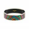 Hermès Palladium Plated Du Vent L Folk Painted Enamel Bangle (Authentic Pre-Owned) Women Bracelets