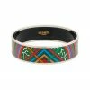 Hermès Palladium Plated Du Vent L Folk Painted Enamel Bangle (Authentic Pre-Owned) Women Bracelets
