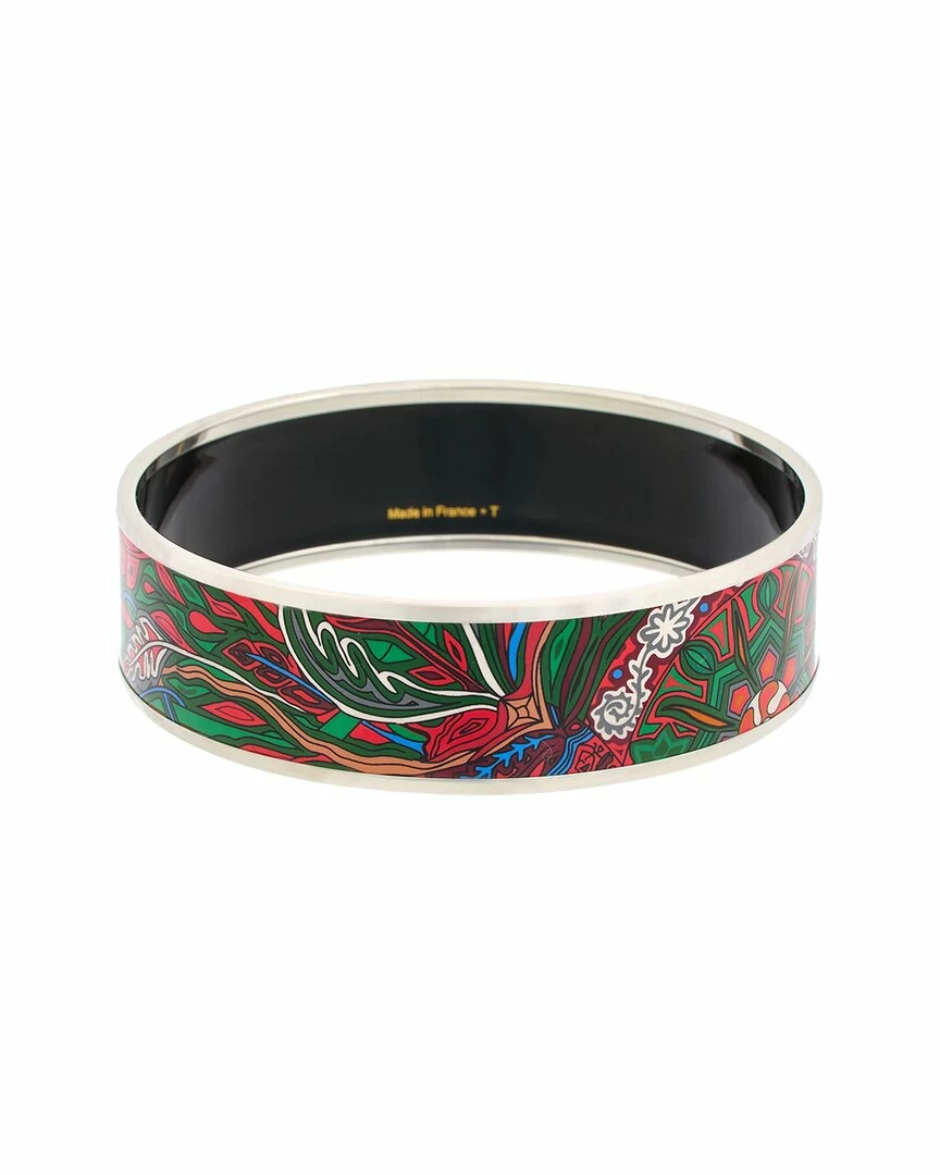Hermès Palladium Plated Du Vent L Folk Painted Enamel Bangle (Authentic Pre-Owned) Women Bracelets 4 Hermès Palladium Plated Du Vent L Folk Painted Enamel Bangle (Authentic Pre-Owned) Women Bracelets - Image 2