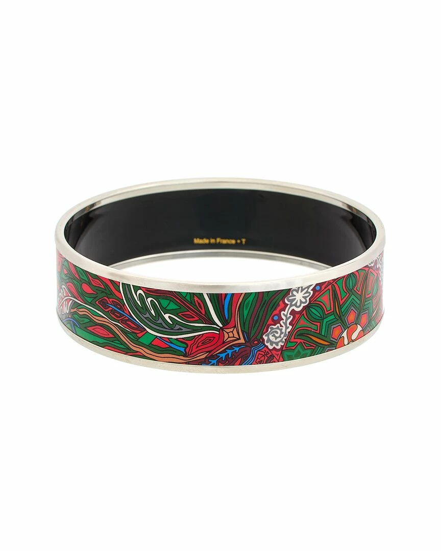 Hermès Palladium Plated Du Vent L Folk Painted Enamel Bangle (Authentic Pre-Owned) Women Bracelets - Image 2