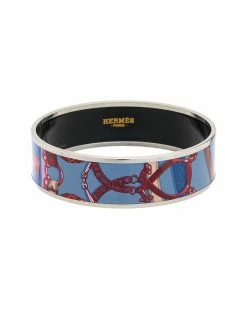 Hermès Palladium Plated Cavald'or Surnaturel Enamel Bangle (Authentic Pre- Owned) Women Bracelets
