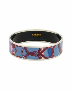 Hermès Palladium Plated Cavald'or Surnaturel Enamel Bangle (Authentic Pre- Owned) Women Bracelets