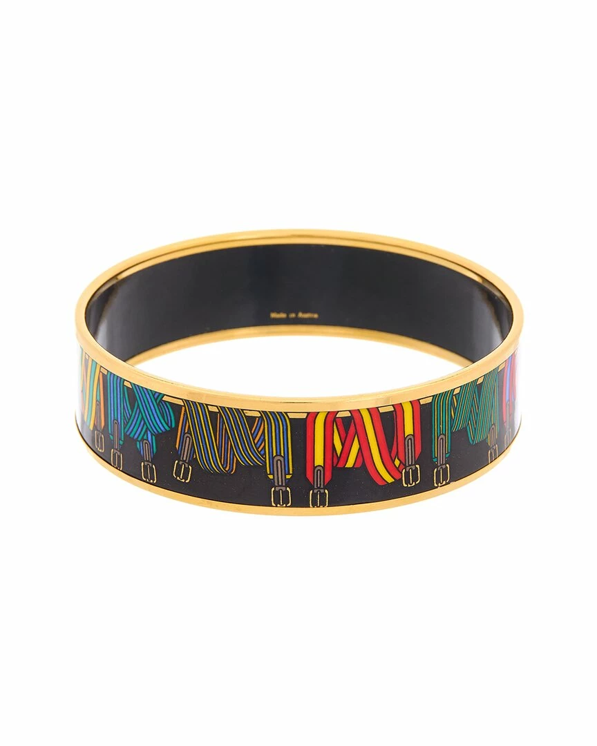 Hermès Gold-Tone Sangles Wide Enamel Bangle (Authentic Pre-Owned) Women Bracelets - Image 2