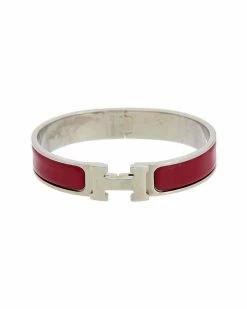 Hermès Palladium Printed Enamel Clic Clac H Bangle (Authentic Pre-Owned) Women Bracelets