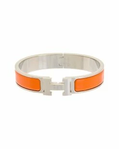 Hermès Silver-Tone Clic Clac H Bangle (Authentic Pre-Owned) Women Bracelets