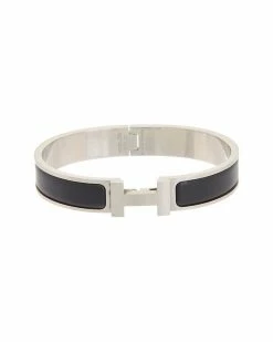Hermès Silver-Tone Clic Clac H Bangle (Authentic Pre-Owned) Women Bracelets