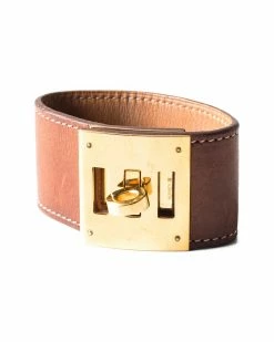 Hermès Plated Leather Kelly Dog Bracelet (Authentic Pre-Owned) Women Bracelets