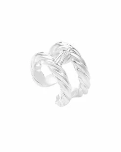 Hermès Hermes Textured Silver Ring (Authentic Pre-Owned) Women Rings